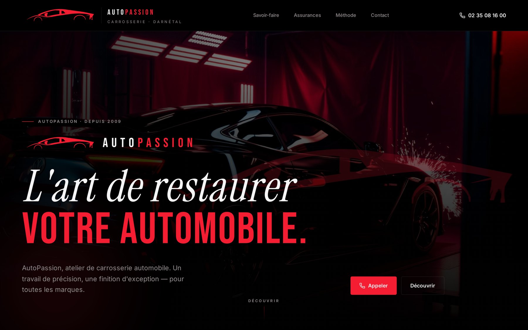 Site web du garage carrosserie Autopassion à Darnétal, réalisé par LSWEB